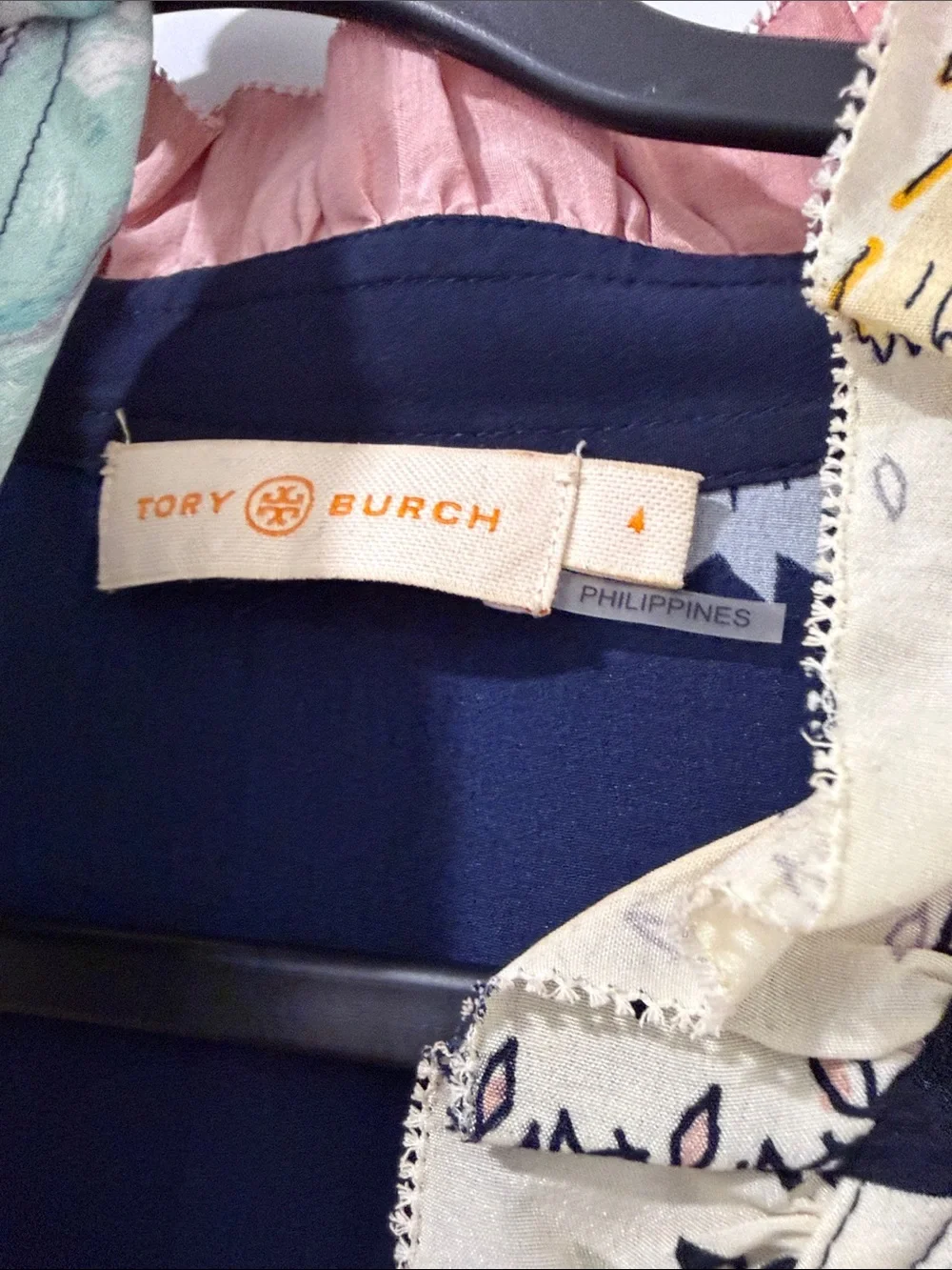Tory Burch Patchwork Print Jean Jacket in Green, Coral & Navy